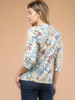 Blouse dévoré fleurs galon