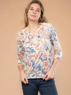 Blouse dévoré fleurs galon