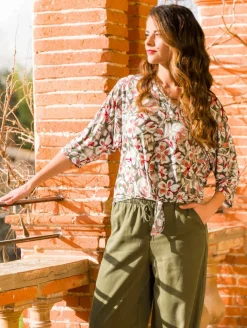 Blouse fleurie bas noué