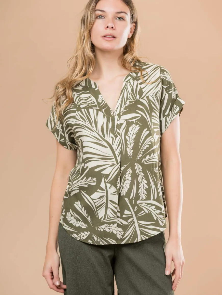 Blouse imprimé feuillage