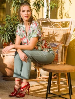 Blouse imprimé feuillage