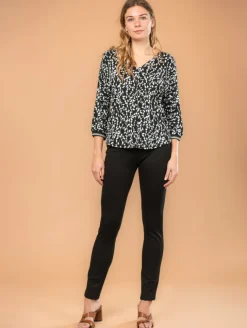 Blouse imprimé feuillage col V