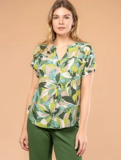 Blouse imprimé feuilles fantaisie