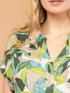 Blouse imprimé feuilles fantaisie