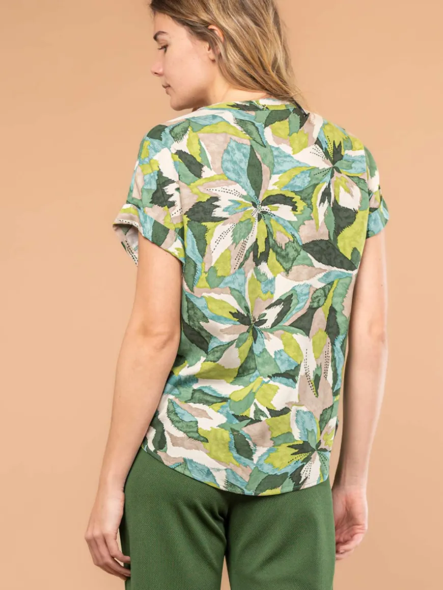 Blouse imprimé feuilles fantaisie