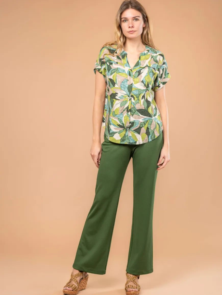 Blouse imprimé feuilles fantaisie