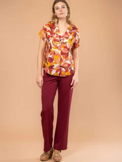 Blouse imprimé feuilles fantaisie
