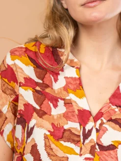 Blouse imprimé feuilles fantaisie