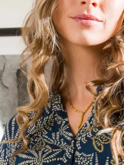 Blouse imprimé feuilles fantaisie