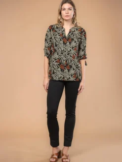 Blouse imprimé feuilles fantaisie