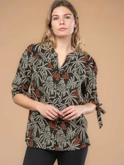 Blouse imprimé feuilles fantaisie