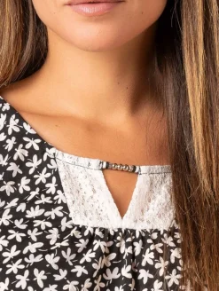 Blouse imprimé liberty col dentelle
