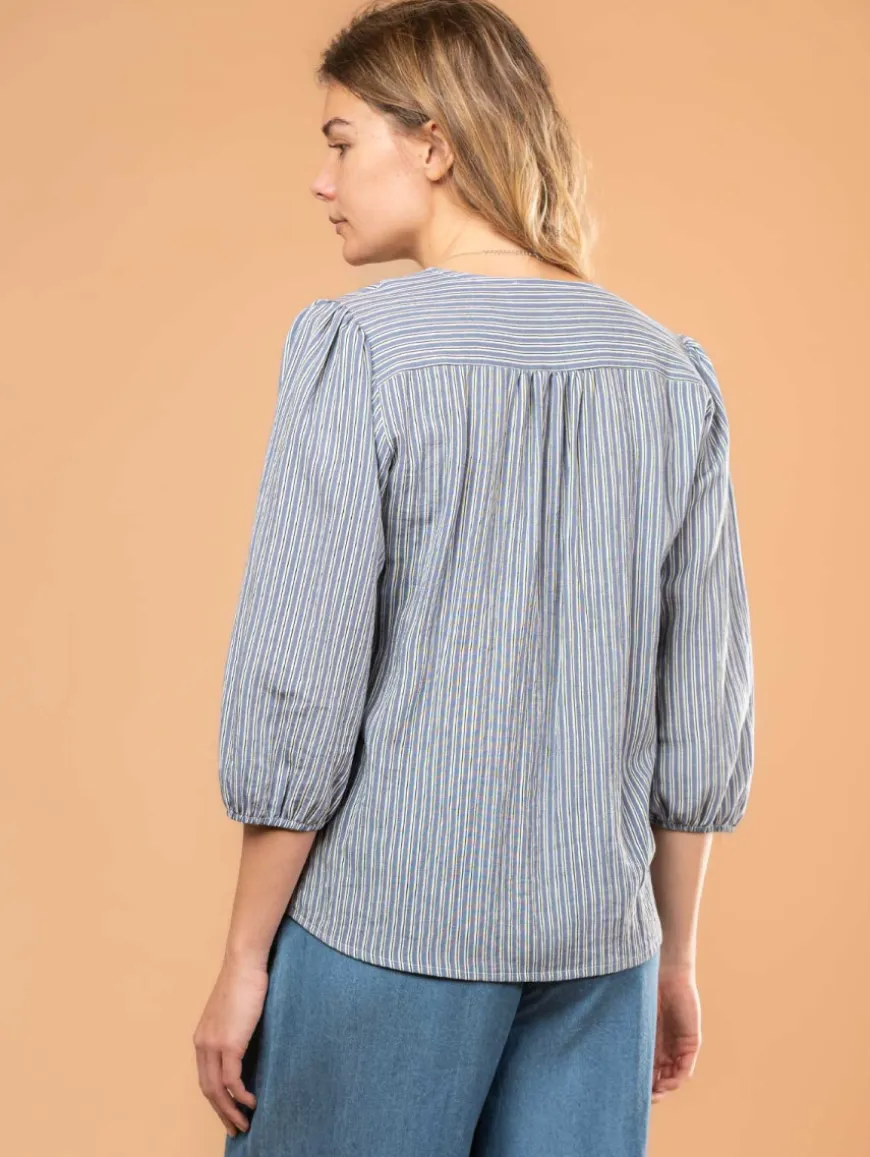 Blouse rayée galon macramé