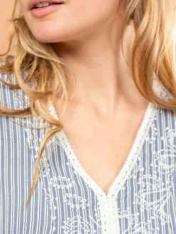 Blouse rayée galon macramé