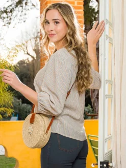 Blouse rayée galon macramé