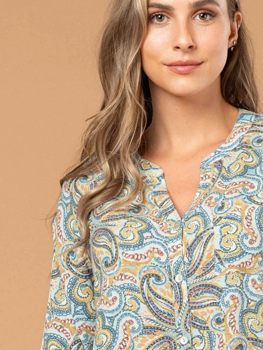 Chemise imprimé cachemire galons