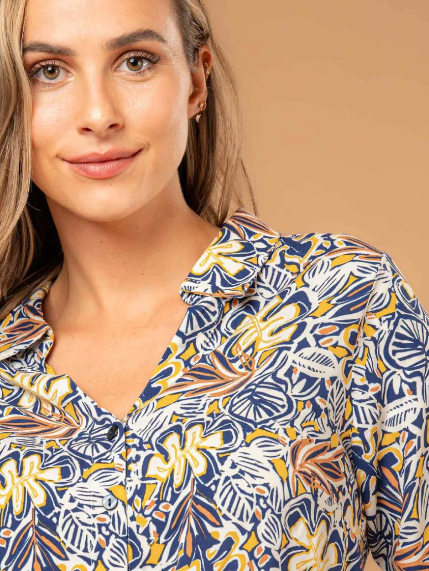 Chemise imprimé feuillage bas noué