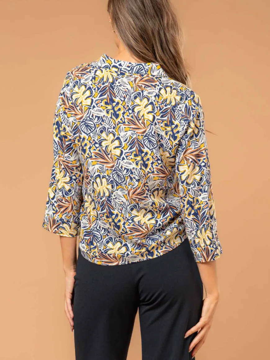 Chemise imprimé feuillage bas noué