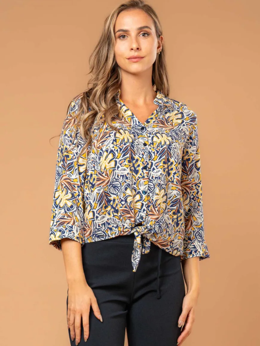 Chemise imprimé feuillage bas noué