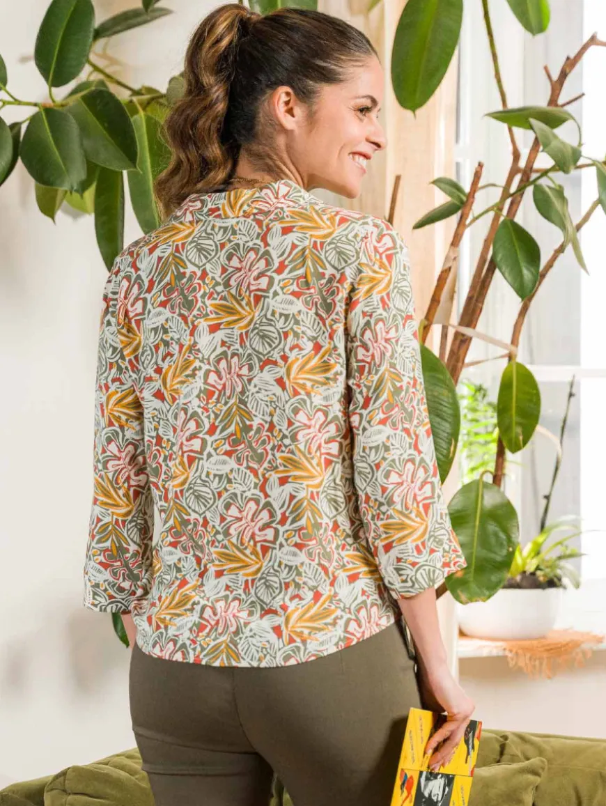 Chemise imprimé feuillage bas noué