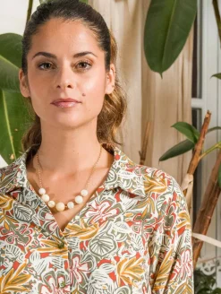 Chemise imprimé feuillage bas noué