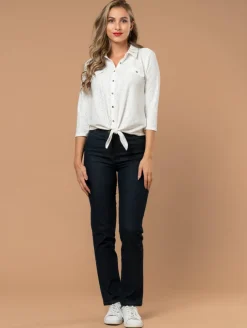 Chemise maille brodée bas noué