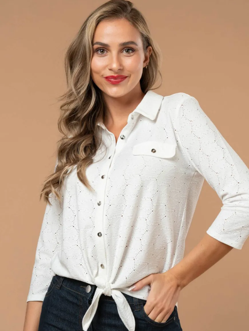 Chemise maille brodée bas noué