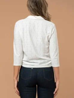 Chemise maille brodée bas noué