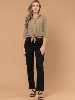 Chemise maille brodée bas noué