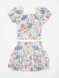 Ensemble fille top jupe fleurs aquarelle