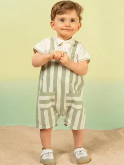 Ensemble polo salopette rayée