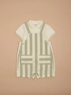 Ensemble polo salopette rayée