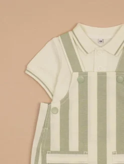 Ensemble polo salopette rayée