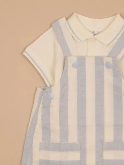 Ensemble polo salopette rayée