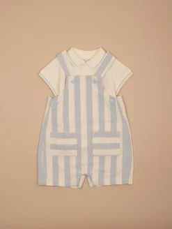 Ensemble polo salopette rayée
