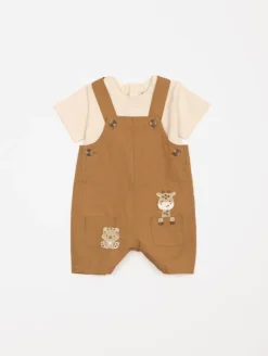 Ensemble tee-shirt salopette animaux