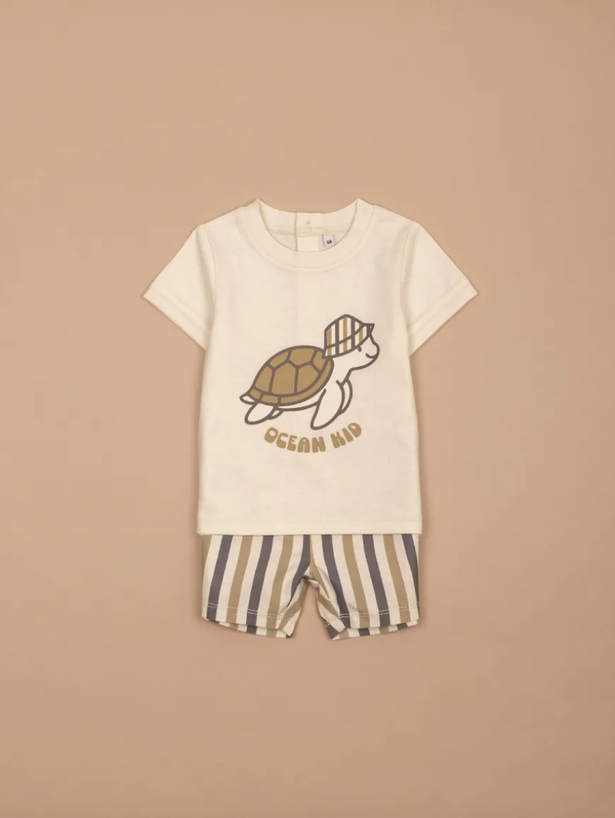 Ensemble tortue short rayé
