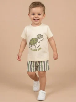 Ensemble tortue short rayé