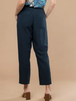 Pantalon effet lin œillets