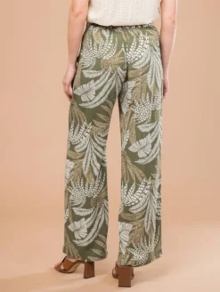 Pantalon fluide imprimé feuillage