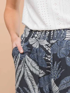 Pantalon fluide imprimé feuillage
