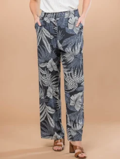 Pantalon fluide imprimé feuillage