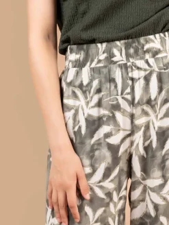 Pantalon fluide imprimé feuillage