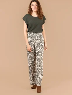 Pantalon fluide imprimé feuillage