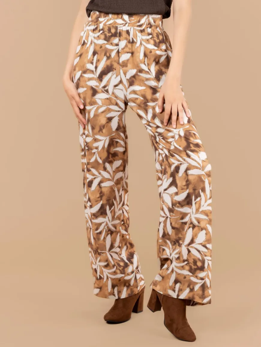 Pantalon fluide imprimé feuillage