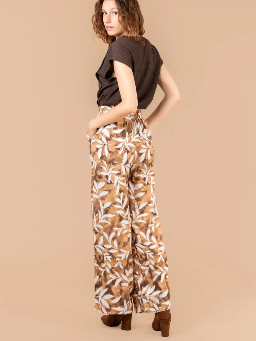 Pantalon fluide imprimé feuillage