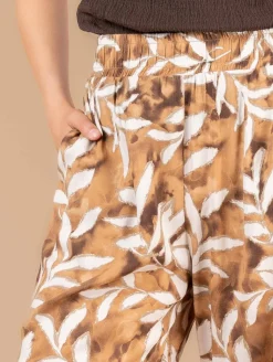 Pantalon fluide imprimé feuillage