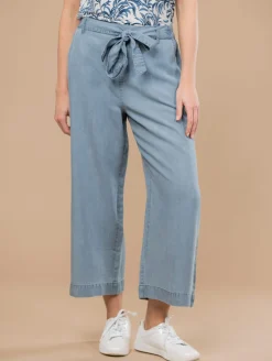 Pantalon large 7/8 effet denim