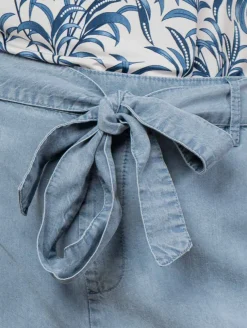 Pantalon large 7/8 effet denim