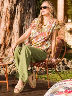 Pantalon large effet froissé